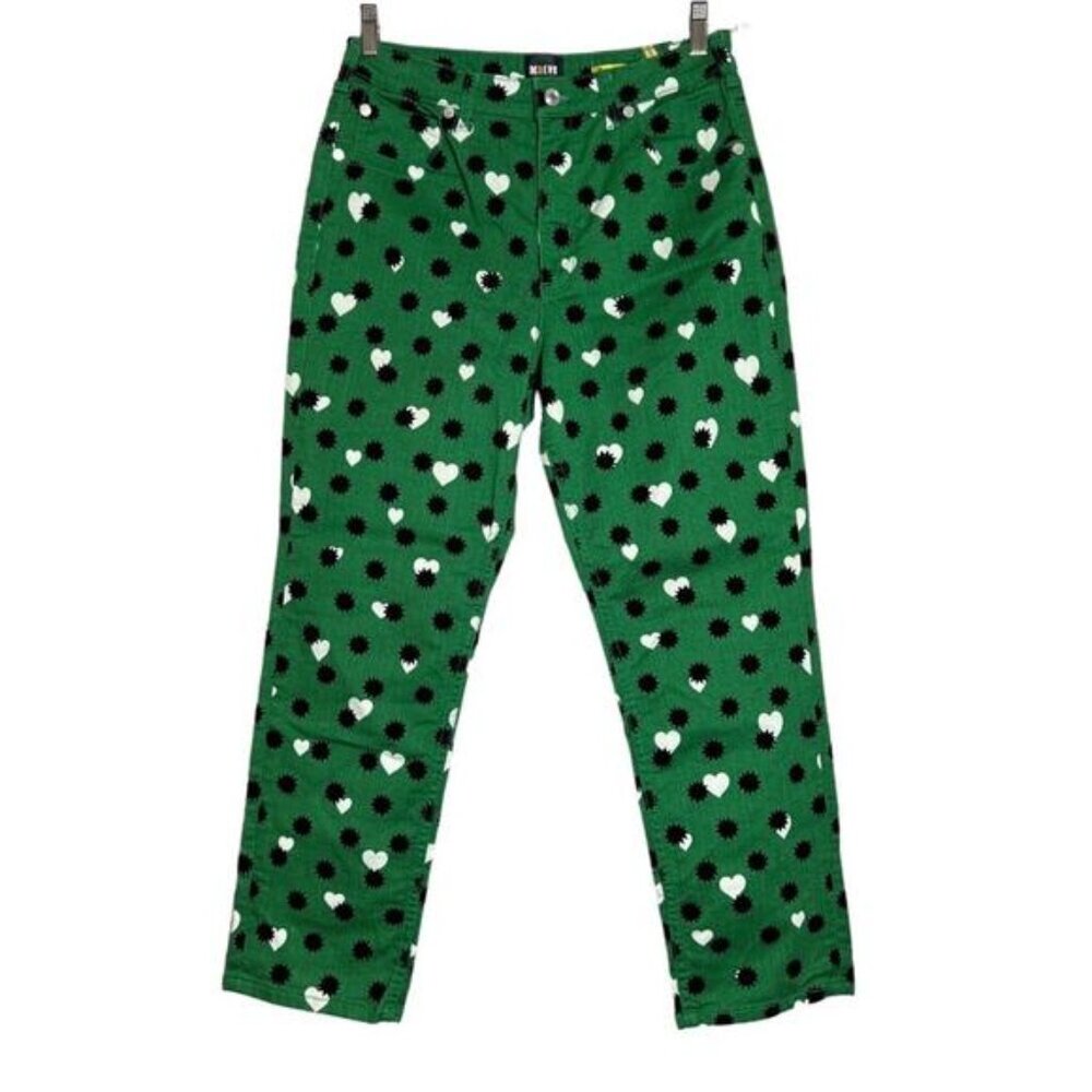Anthropologie Maeve The Cigarette Slim Jeans High Rise SIZE 31 Green Heart Stars